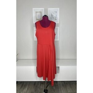 Soft Surroundings Midi Dress Women's 1X  Red Sleeveless Textured‎ Fit and Flare